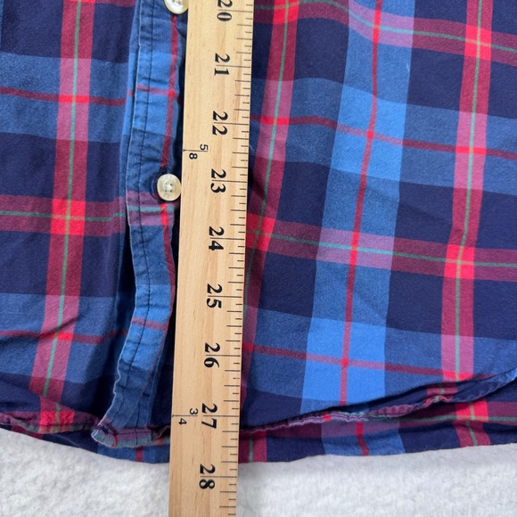 J. Crew Slim Fit Plaid Button Down Shirt Mens L Blue Red Plaid Long Sleeve‎ - Picture 7 of 7